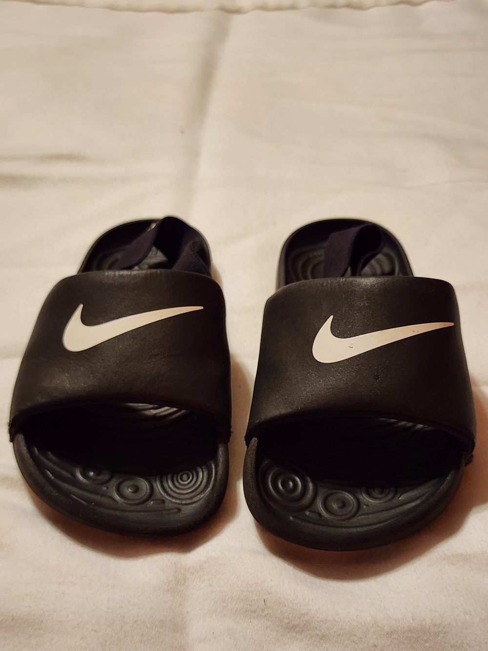 Nike Kids' Black Slide Sandals with White Swoosh size 10C